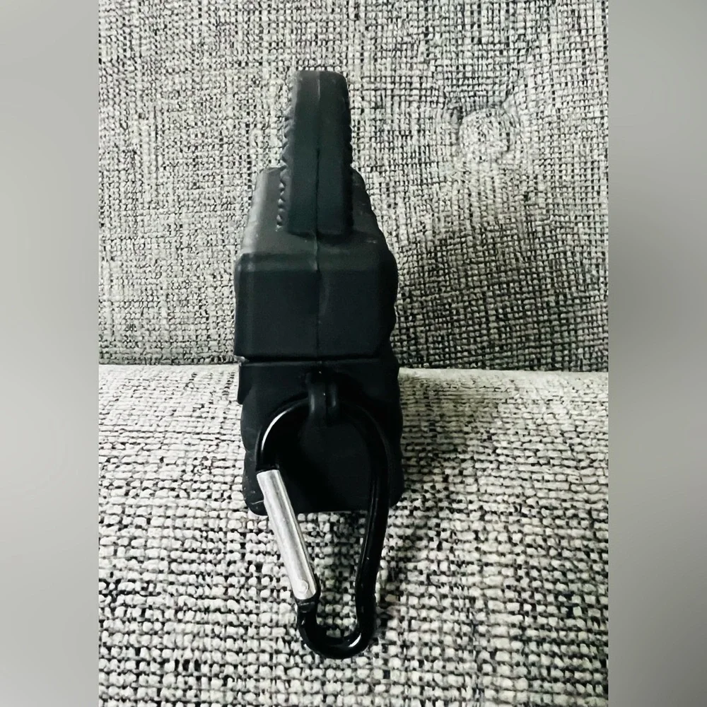 Black CC Mini AirPod Case with Clip - Picture 3 of 7